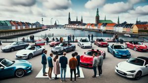sportsvogne mødes i København på bro